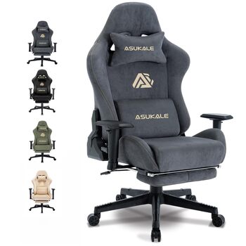 Ігрове крісло, Дихаюче ергономічне офісне крісло з високоякісної тканини, М&39яке, як хутро, Крісло для ПК, Регульоване та поворотне робоче крісло з підставкою для ніг, Сірий