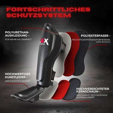 Щитки для гомілок LNX Muay Thai Pro Fight - Захист гомілок для бойових мистецтв, кікбоксингу, суглобів, SML XL, чорний, для чоловіків і жінок, чорний XL