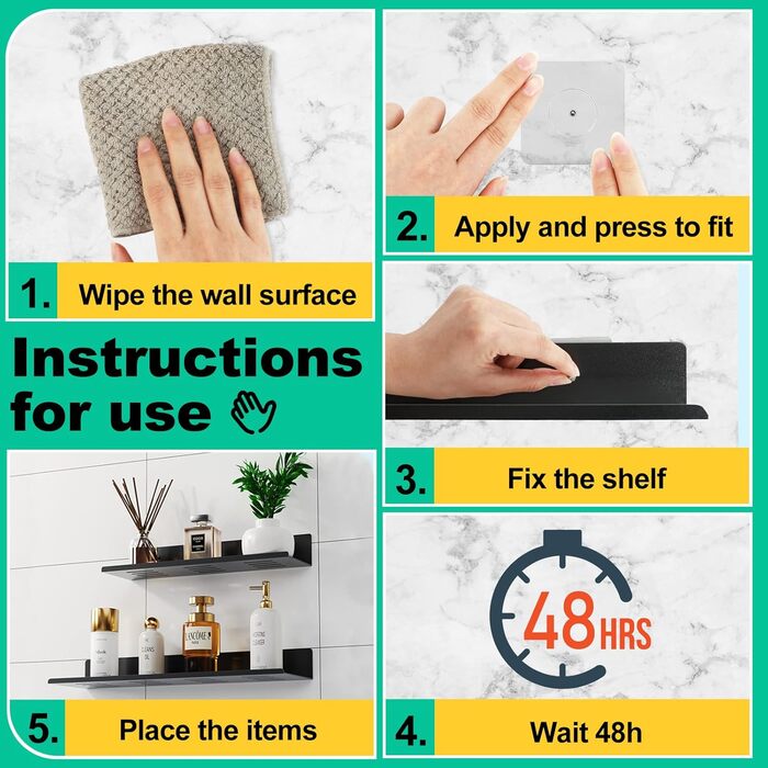 Душова полиця Amyzavls Душова полиця 2 шт. Душова полиця без свердління Душова корзина Самоклеюча полиця для ванної кімнати з нерж