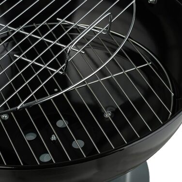 Вугільний гриль-мангал, Ø 44 см, решітка для грилю, для вулиці, з колесами та ніжками, з піддоном для попелу, коптильня, чорний