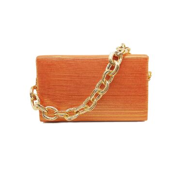Оранжеве вечірнє клатч-каше з паєтками для весілля та особливих подій. Елегантна сумочка на ланцюжку через плече.