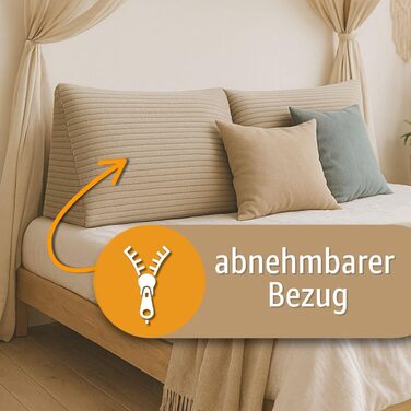 Клиноподібна подушка, подушка для спини, вельветова подушка, ширина 70 см - подушка для читання для ліжка, дивана та кушетки, велика подушка для дивана, настінна подушка, подушка для дивана, подушка для читання, опорна подушка для спинки, світло-сіра, шир