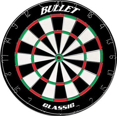 Мішень для дартсу Bullet Darts з офіційними турнірними розмірами - Виготовлена з сизалю з надзвичайно тонким сталевим павутинням - Сталева мішень для дартсу - Ø45 см - Завтовшки 4 см - Для професійних гравців у дартс та аматорів - Включає 21 сталеву мішен