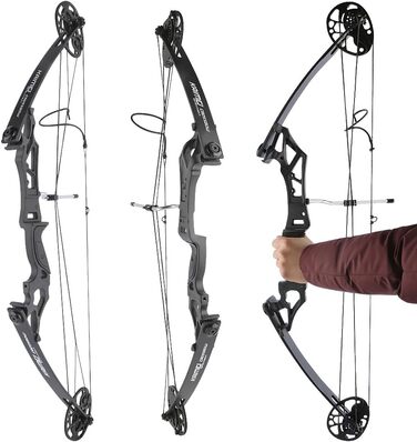 Набір складеного лука для стрільби з лука – мисливський регульований лук 19,5–30 дюймів, до 260 fps, з аксесуарами для дорослих, тренувань та стрільби на відкритому повітрі