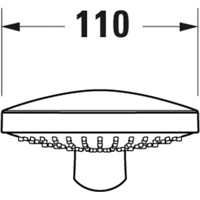 Душова лійка Duravit Universal, ручна душова насадка з 3 режимами струменя (Дощ, Інтенсивний дощ, Мякий дощ), кругла (діаметр 110 мм), легко очищується, хромована. Перемикання режимів поворотний механізм.