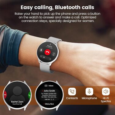 Жіночий смарт-годинник із функцією телефону, круглий смарт-годинник 1,39 дюйма з SpO2, 24-годинним монітором серцевого ритму, монітором артеріального тиску, монітором сну, фітнес-трекером із понад 120 спортивними режимами та крокоміром для iOS та Android 