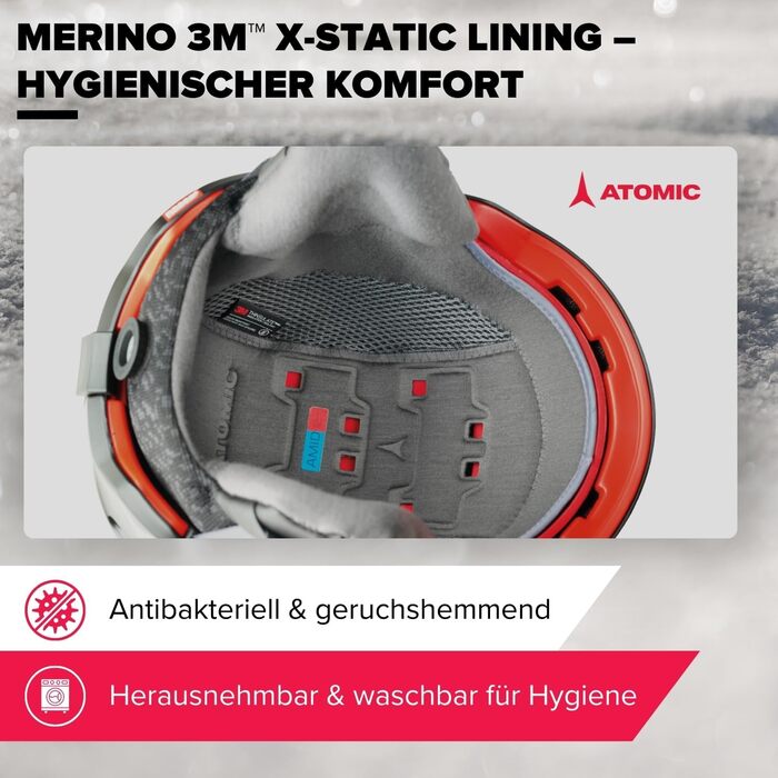 Лижний шолом Atomic REVENT LITE - Шолом для сноуборду та лиж із системою 360 Fit та активною системою вентиляції Aircon - Holo Core для максимальної амортизації Чорний 55-59