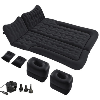 Надувний матрац Lescars Надувний автомобільний матрац XXL 180 x 135 см, з 12-вольтовим повітряним насосом та мішком (дорожній надувний матрац, автомобільний матрац, подушка сидіння)