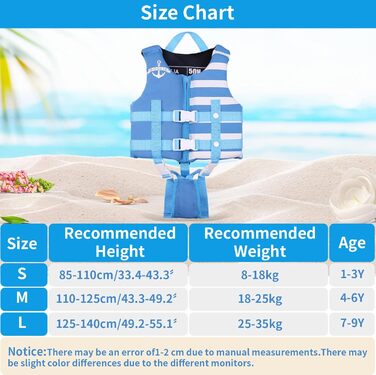 Дитяча плавальна куртка PROTAURI - Неопренова плавальна куртка для хлопчиків і дівчаток, купальник для малюків, допоміжний одяг для тренувань з плавання, 2-9 років/50N M (3-6 років), світло-блакитна