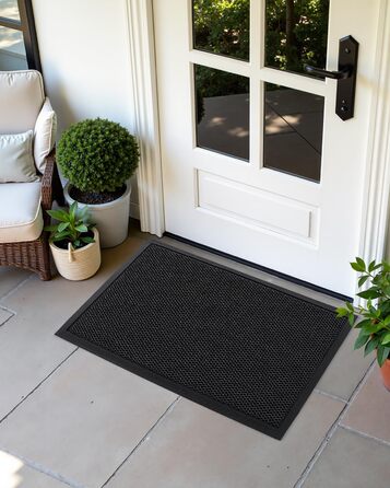 КОЛІР І ГЕОМЕТРІЯ Килимок для вловлювання бруду 43x76 см, Брудовідштовхувальний з низьким профілем, Вуличний килимок для дверей, Килимок для входу, Нековзний, Легко чиститься, Килимки для дверей, Килимки для вхідних дверей, Сірий 43 x 76 см (Прямокутний),