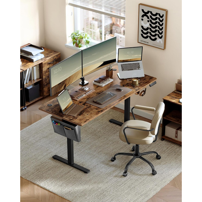 Електричний письмовий стіл SONGMICS з регульованою висотою, 160 x 70 см, безступінчасте регулювання, функція пам&39яті з 4 рівнями висоти, вінтажний коричневий LSD136K01 160 x 70 см вінтажний коричневий