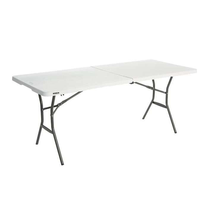 Прямокутний розкладний стіл Lifetime, білий, гранітний вигляд, 185 x 76 x 74 см (92105)