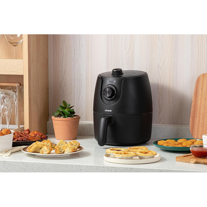 Маленька фритюрниця - 1,8 л - Фритюрниця з таймером і функцією підтримки тепла - Вибір температури - Більш енергозберігаючий і швидший, ніж духові шафи - 1200 Вт - Маленький (чорний) Чорний