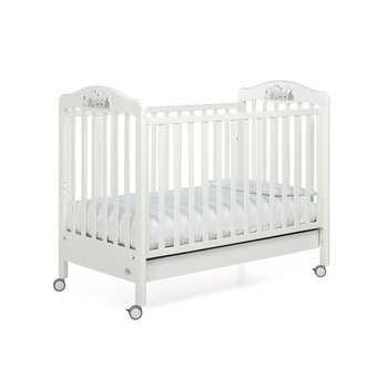 Ліжечко з регульованою бічною стінкою, 131 x 73 x 108 см, 27 кг, біле