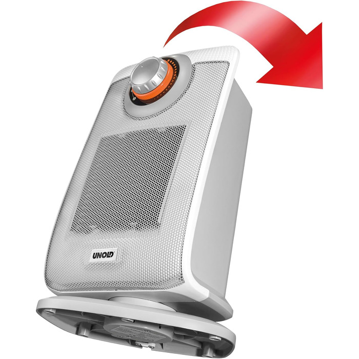 Керамічний вентилятор-обігрівач Unold 86440 - білий, до 2000 Вт, функція вентилятора, 4-ступінчастий термостат, коливання 75, легкий та тихий, захист від перегріву, ручка для перенесення, захист від крапель IP21