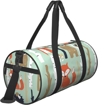 Універсальна дорожня сумка Милі звірятка лисичка, ведмедик, пташка, деревце. Спортивна сумка для чоловіків та жінок, сумка-мішок для пляжу, спортивне спорядження.