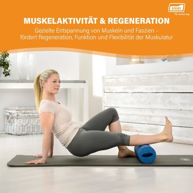 Міофасційний валик SISSEL Фасційний валик з виїмкою для захоплення Фасційний валик для спини 40 см Ергономічний для спини та хребта Пінопластовий валик з матеріалу EPP Міцний та стабільний за розмірами, синій