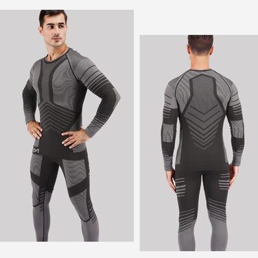 Чоловіча термобілизна MEETYOO, функціональна білизна, зимова лижна білизна, довга білизна, дихаюча термобілизна для катання на лижах, бігу, футболу, сірого кольору - 2 M