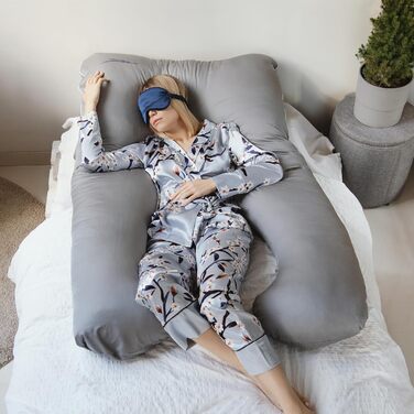 Наволочка з бамбука, яку можна прати Наволочка для подушок для сну на боці, комфортних подушок для дорослих, подушок для годування та подушок для сну на боці для вагітних Дихаюча наволочка Сірий бамбук - Сірий