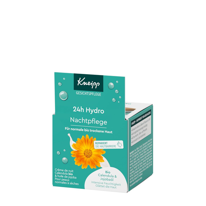 Крем для обличчя Kneipp Гідро-нічний догляд 24 години з органічною календулою та вітаміном Е для нормальної та сухої шкіри веганський 50 мл
