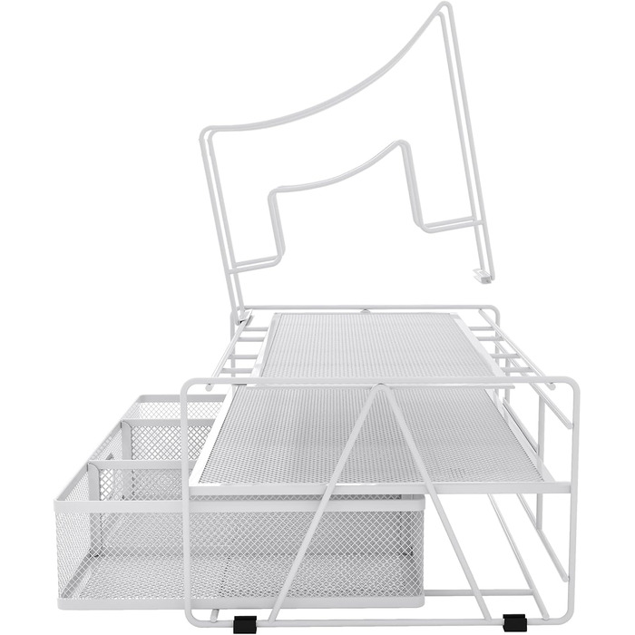 Металевий офісний органайзер EasyPAG A4 з 6 відділеннями, тримач для документів, лоток для файлів, тримач для журналів, лоток для листів, органайзер для паперових журналів з шухлядою для канцелярського приладдя, білий