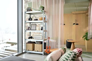 Посилений стелаж SCHULTE Shelf World з 5 дерев&39яними полицями, 180x90x40 см (ВxШxГ), вантажопідйомність на полицю приблизно 90 кг, оцинкований, стелаж для зберігання, стелаж для підвалу, стелаж для майстерні, стелаж без ригелів