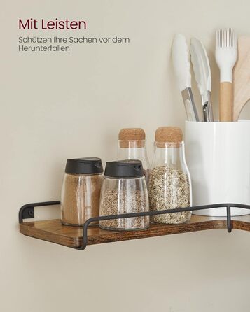 Подібна кутова полиця, комплект з 4 шт. , настінна полиця, промисловий дизайн, для вітальні, спальні, кухні, вінтажний коричнево-чорний LLS832B01 4 предмети Вінтажний коричневий чорний