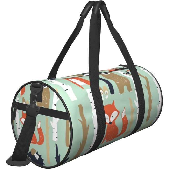 Універсальна дорожня сумка Милі звірятка лисичка, ведмедик, пташка, деревце. Спортивна сумка для чоловіків та жінок, сумка-мішок для пляжу, спортивне спорядження.