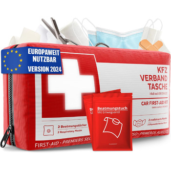 Автомобільна аптечка відповідно до чинного стандарту 2024 року, включаючи реаніматори - Автомобільна аптечка може використовуватис