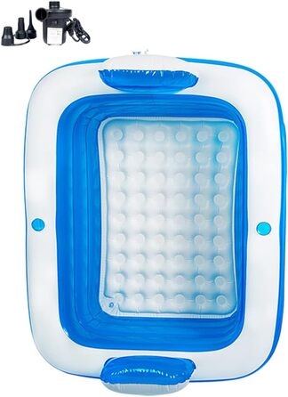 Надувний басейн, складна надувна ванна для дорослих, гідромасажна ванна для вулиці, дитячий басейн для балкону та саду, прямокутний басейн з великою спинкою, сидінням та тримачем для напоїв