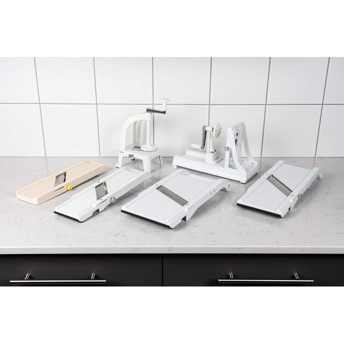 Спіральний різак Benriner BN-8W, ABS пластик без бісфенолу А, білий, горизонтальний спіральний різак 25,5 см x 14 см x 10,5 см