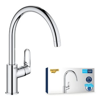 Кухонний змішувач GROHE Start Flow з високим виливом, поворот на 360, легкий монтаж без інструментів, хром, 31555001