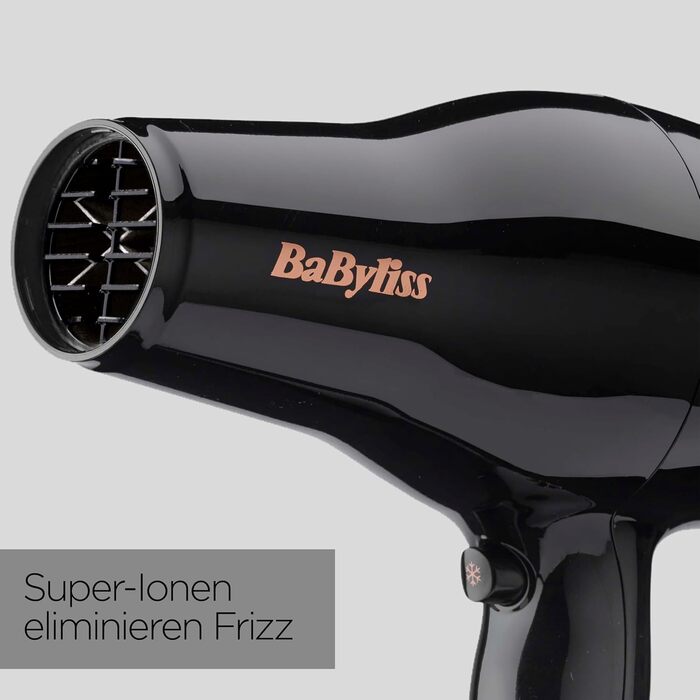Фен BaByliss Pro Power D5245E EU Потужний (2300 Вт), професійний AC-двигун, іонна технологія проти особливого пушення, 3 температурні та 2 швидкісні режими, чорний