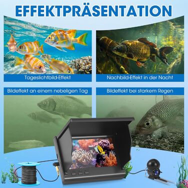 Ехолот, підводна рибальська камера, ширококутний інфрачервоний нічний бачення, підводний ехолот з HD-камерою 220 та 30-метровим кабелем для всіх водойм - рибальська камера для рибалок та шукачів пригод