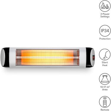 Інфрачервоний обігрівач для тераси TROTEC IR 2570 S Теплова потужність 850 Вт / 1650 Вт / 2500 Вт Окремостоячий пристрій, настінний монтаж, включаючи пульт дистанційного керування, з функцією таймера