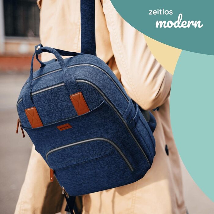 Велика пеленальна сумка-рюкзак з пеленальним килимком - З місцем для зберігання та кишенями - Вологе та ізольоване відділення - Шк