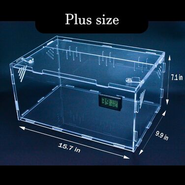 Тераріум для рептилій, акрилова прозора коробка для їжі для рептилій з температурним гігрометром, коробка для їжі для комах, коробка для розведення рептилій для павуків, рогатих жаб, ящірок, змій, 40 x 25 x 18 см