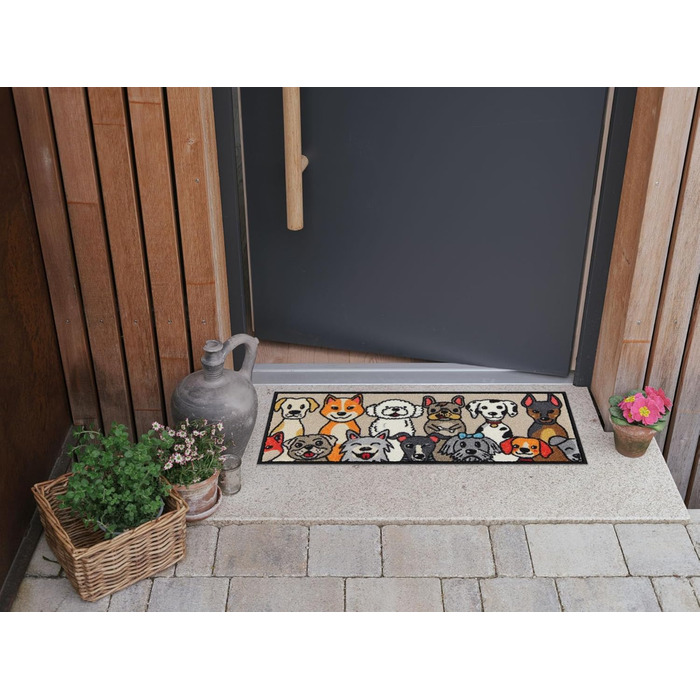Килимок Salonloewe для дверей 030x075 см, килимок для дверей з узорами собак, для використання в приміщенні/на вулиці, брудозбірний килимок, килимок, що не протікає, 30 x 75 см (прямокутний)