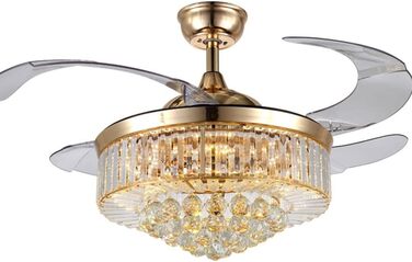 Тихий вентилятор лампа кришталевий стельовий вентилятор зі світлодіодним світлом висувні лопаті вентилятор люстра стельовий вентил