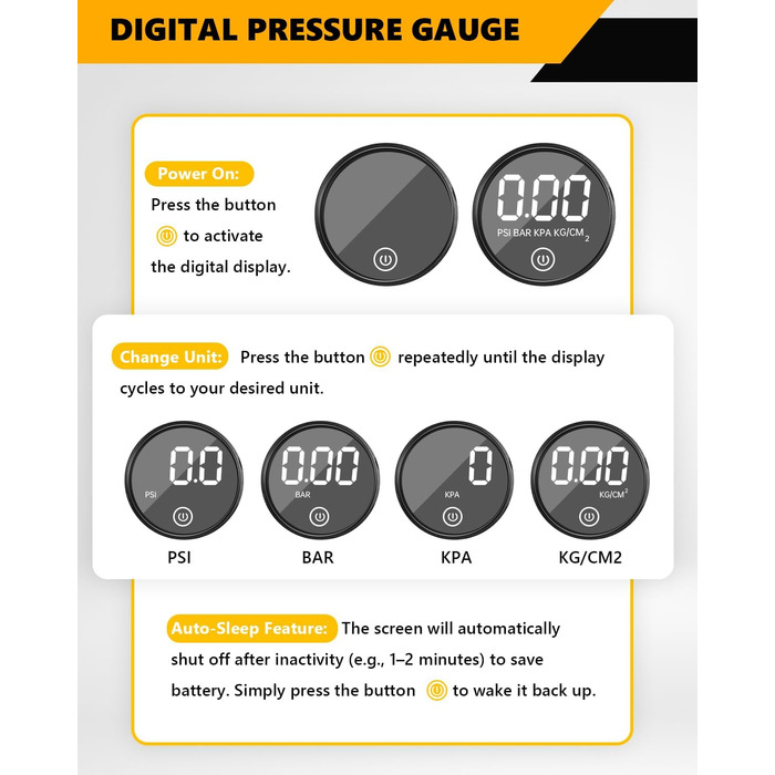 Велосипедний насос VOGORA, підлоговий, 16.5 дюймів (~42 см), 11 бар / 160 PSI, інтегрований циліндр (сталь), чорний