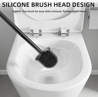 Щітка для туалету силіконова, щітка для туалету з силікону зі швидковисихаючим тримачем, антибактеріальна щітка для туалету та три