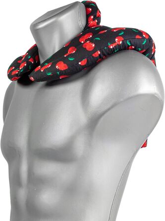 Подушка для шиї для шийного відділу хребта - шия плечі спина - вишнево-чорна - подушка з насінням льону - подушка для шиї з підігрівом - подушка для шиї, вишнево-чорна, з насінням льону