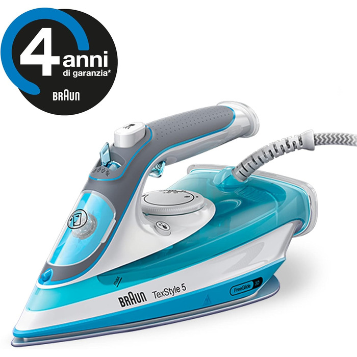 Парова праска Braun TexStyle 5 SI 5006 BL - праска з підошвою Freeglide 3D, вертикальна подача пари, потужність 2600 Вт, паровий у