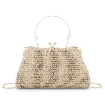 Сумка-клатч жіноча для вечірок та відпочинку, бежева. Ідеально підходить для пляжу, весілля, коктейльної вечірки або випускного.