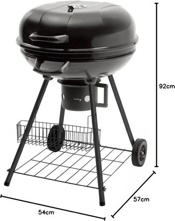 Вугільний гриль чайник-гриль з нержавіючої сталі ВхШхГ 92x57x54 см поверхня гриля Ø 54 см з кошиком для зберігання і термометром в