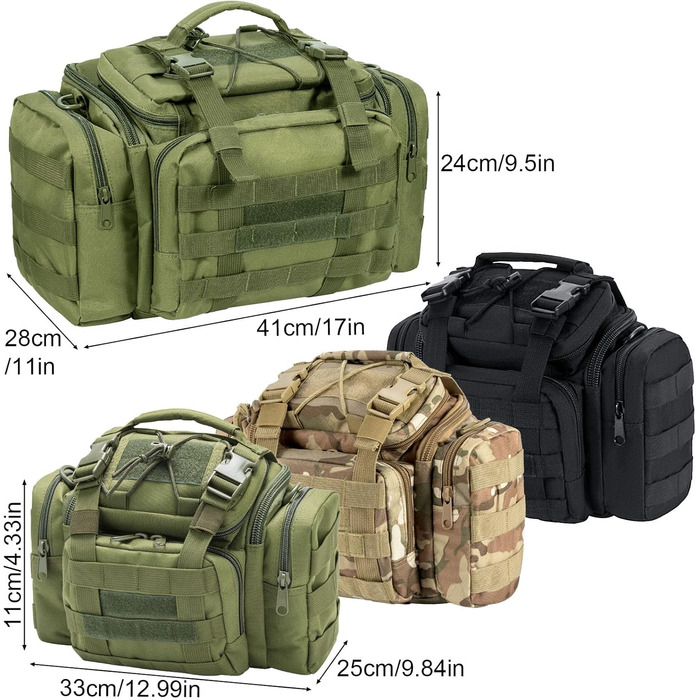 Сумка для рибальських снастей Dr.Fish із кількома кишенями та ременем через плече, водонепроникна сумка для риболовлі, походів, полювання, кемпінгу, подорожей, чорна (менший розмір)