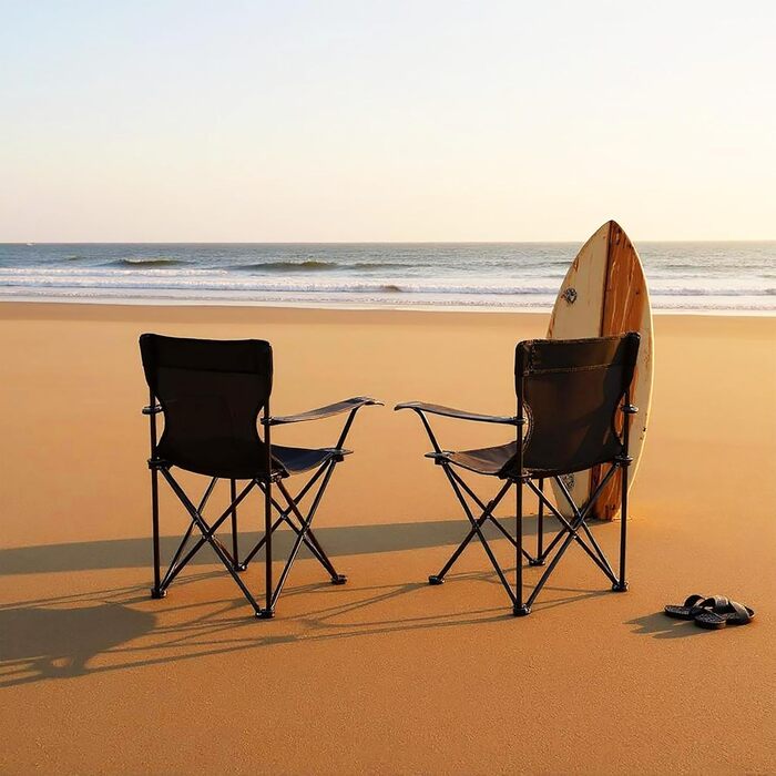 Складаний кемпінговий стілець Spetebo з тримачем для напоїв, набір з 2 шт. - 9 кольорів - Складаний кемпінговий стілець з сумкою для перенесення - Складаний стілець для фестивалів, відпочинку, саду, риболовлі, витримує до 100 кг, чорний