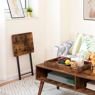 Приставний столик HOOBRO, складна тумбочка, журнальний столик, складна підставка для телевізора для обіду, обідня закуска, столики для ноутбука для невеликих приміщень, рустикальний коричневий EBF29BZ01