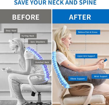Подушка для підтримки постави на колінах, для читання, гри та в&39язання гачком, подовжена подушка-підлокітник у формі серця для сидіння на дивані або в ліжку, чохол, який можна прати (м&39який сірий колір)