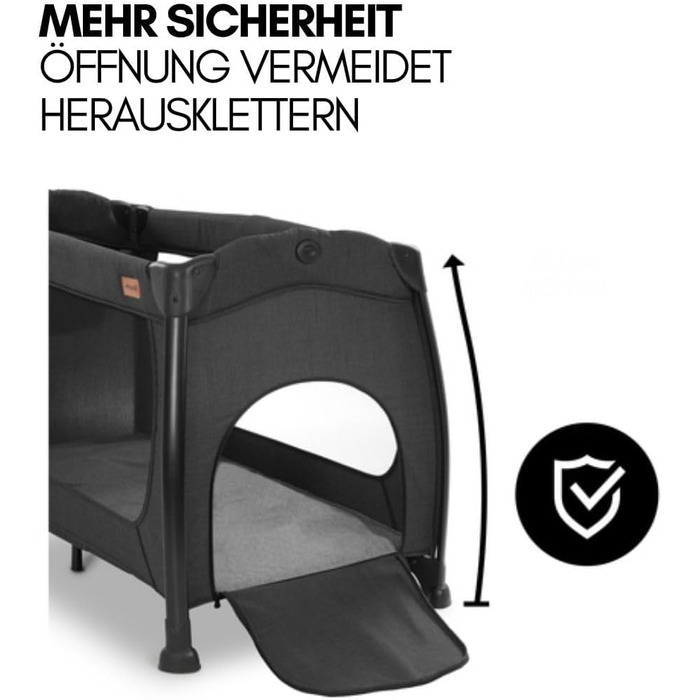 Дорожнє ліжечко Hauck Play N Relax Center з пеленальною підкладкою, регульованою висотою та боковим входом - колір Melange Black